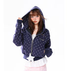 Vintage Polka Dot Cropped Hoodie OL2227