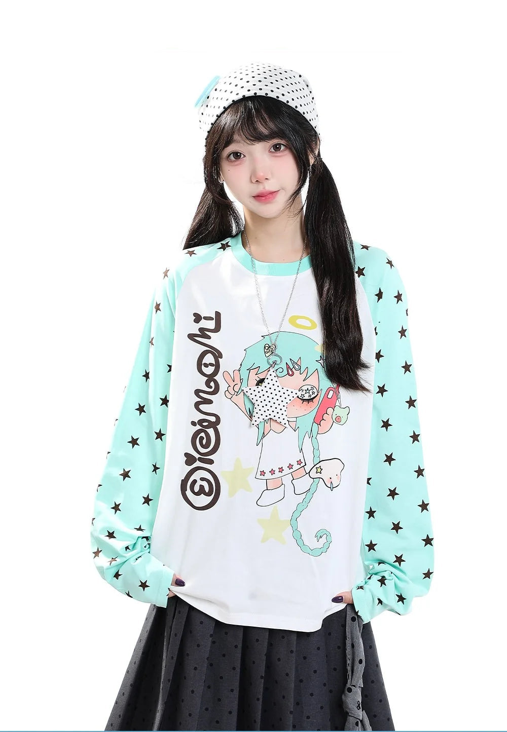 Cartoon Contrast 긴팔 티셔츠 OL2431