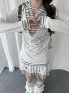 Layered Stripe Cowl Neck Long Sleeve Tee OL2385