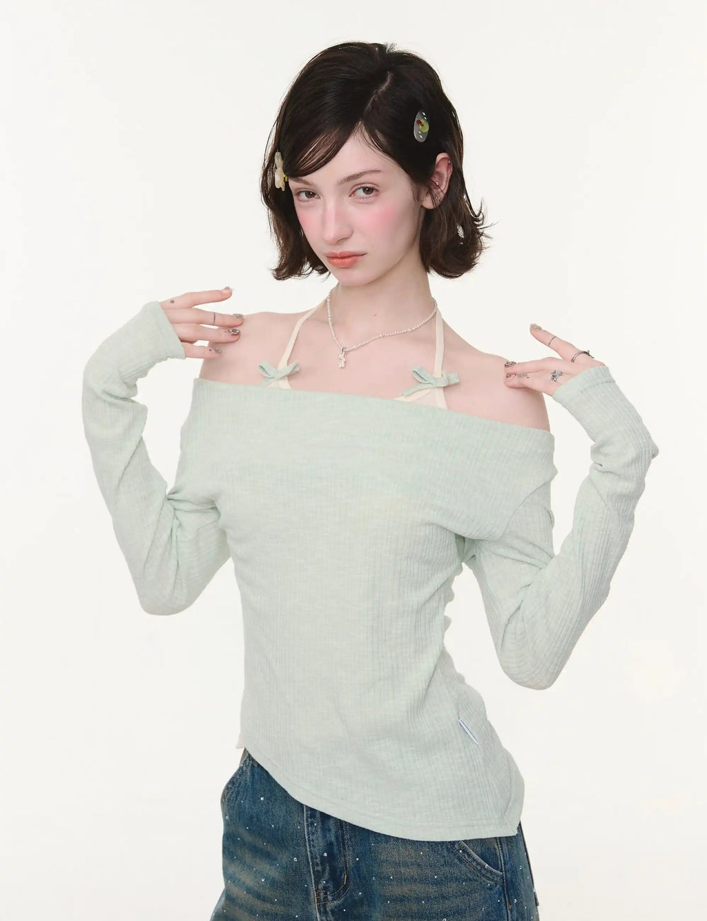 Layered Halter Asymmetry Slim Fit Top OL2263