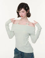 Layered Halter Asymmetry Slim Fit Top OL2263