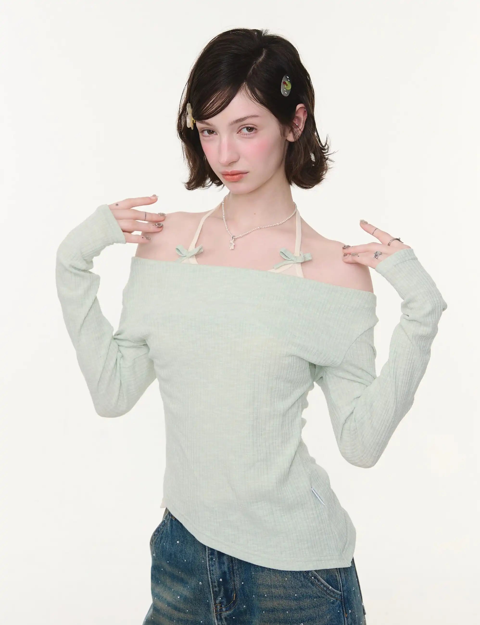 Layered Halter Asymmetry Slim Fit Top OL2263