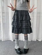 Retro Plaid Layered Ruffle Cake Mini Skirt Y2K OL2333