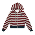 Vintage Y2K Striped Cropped Hoodie Jacket   OL2239