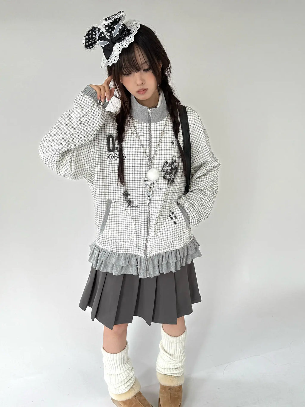 Graphic Plaid Ruffle Jacket oliviroa オリヴィオラ