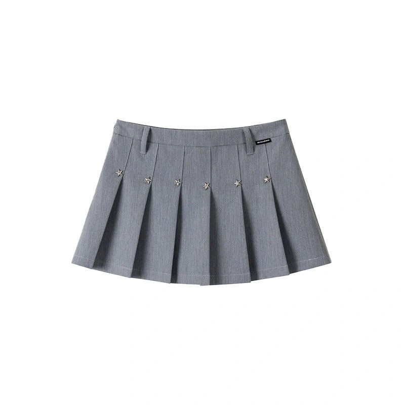 Star Stud Pleated Skirt OL2303