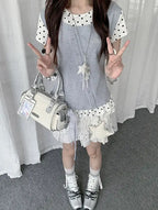 Polka Dot Ruffle Layered Tee OL2391