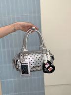 Silver Polka Dot Multi Pocket Bowling Bag oliviroa オリヴィオラ