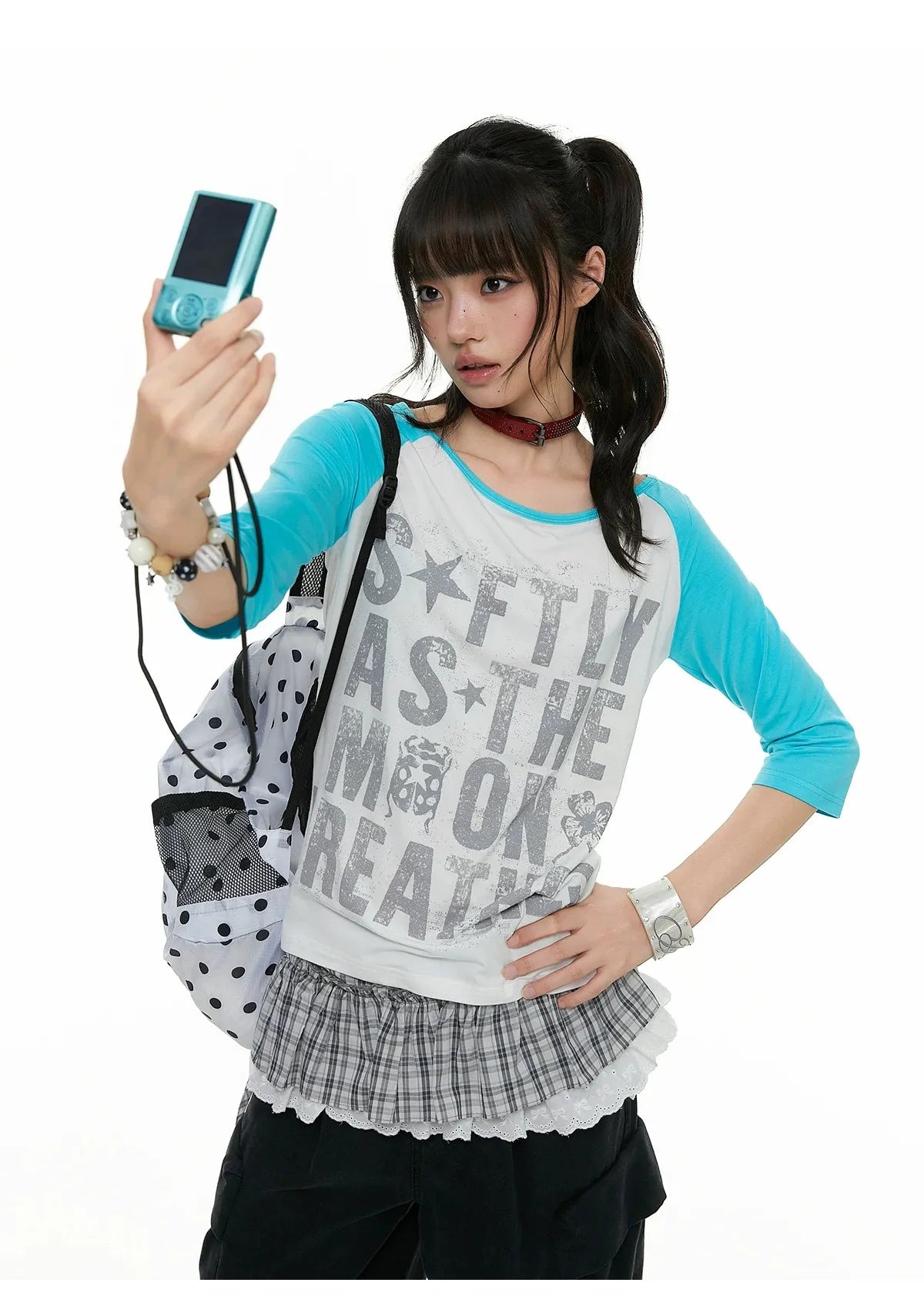 Contrast Raglan Graphic T Shirt oliviroa オリヴィオラ
