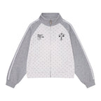 Star Embroidered Stripe Zip Up Sweatshirt OL2378