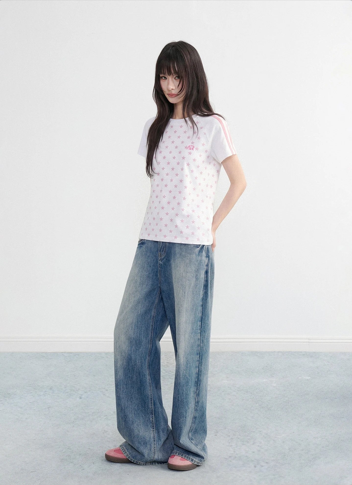 Polka Star Raglan Crop Sport Tee OL2315