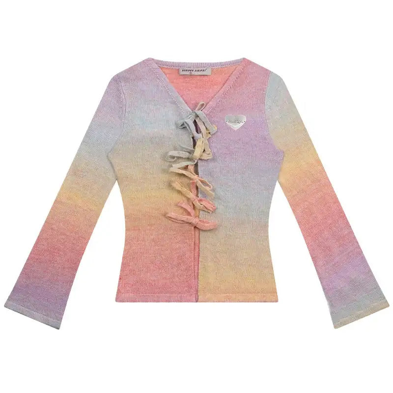 Bow Gradient Slim Fit Cardigan OL2258