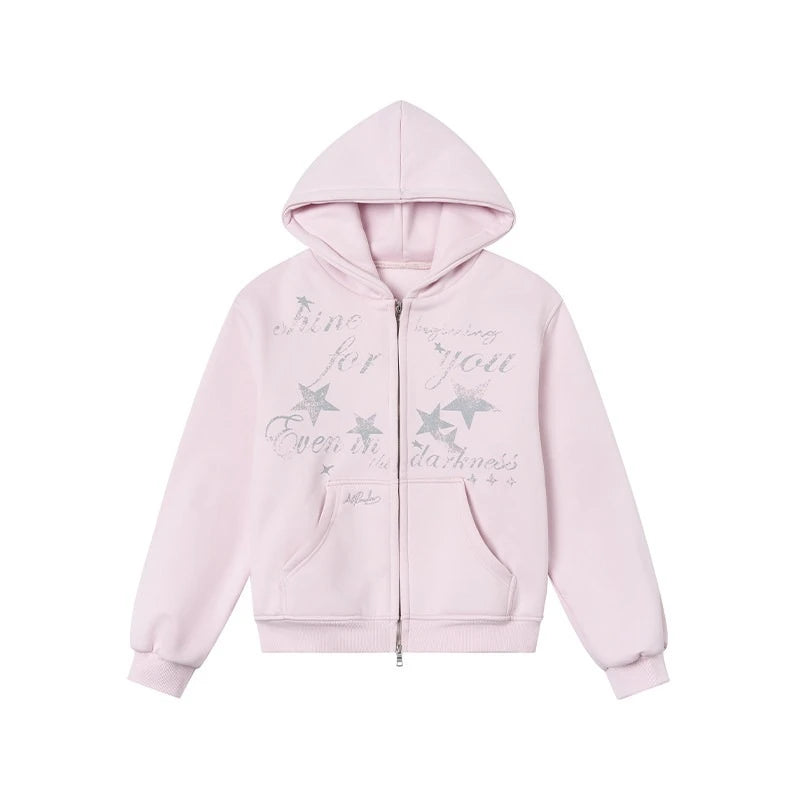 Embroidered Double Zip Oversized Hoodie OL2299