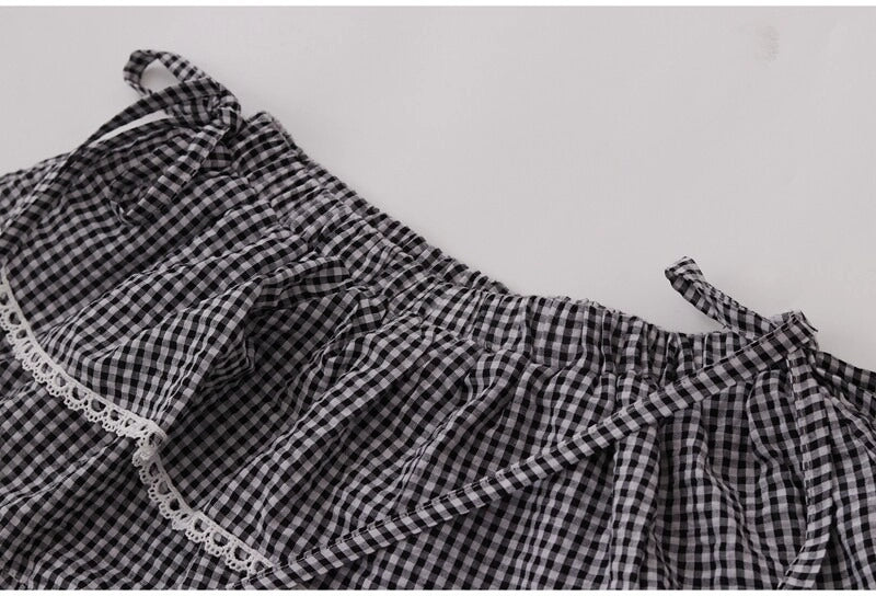 Plaid Tiered Ruffle Wrap Skirt OLA036