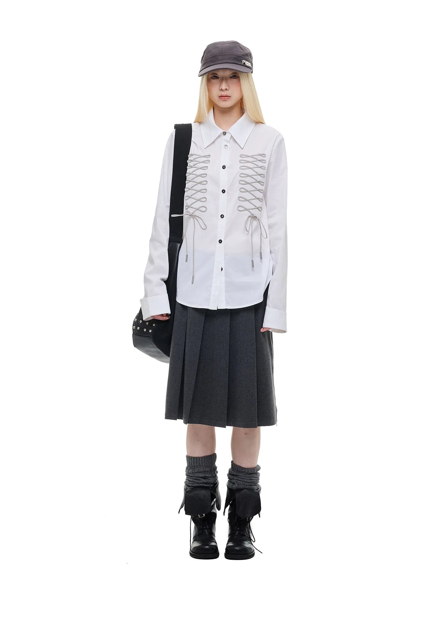 Ribbon Tie Drawstring Shirt OL2377