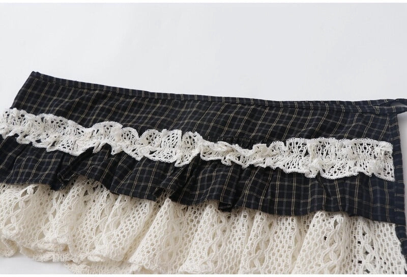 Plaid Lace Wrap Skirt OLA037