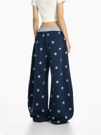 Star Print Wide Leg Sweatpants OL2369