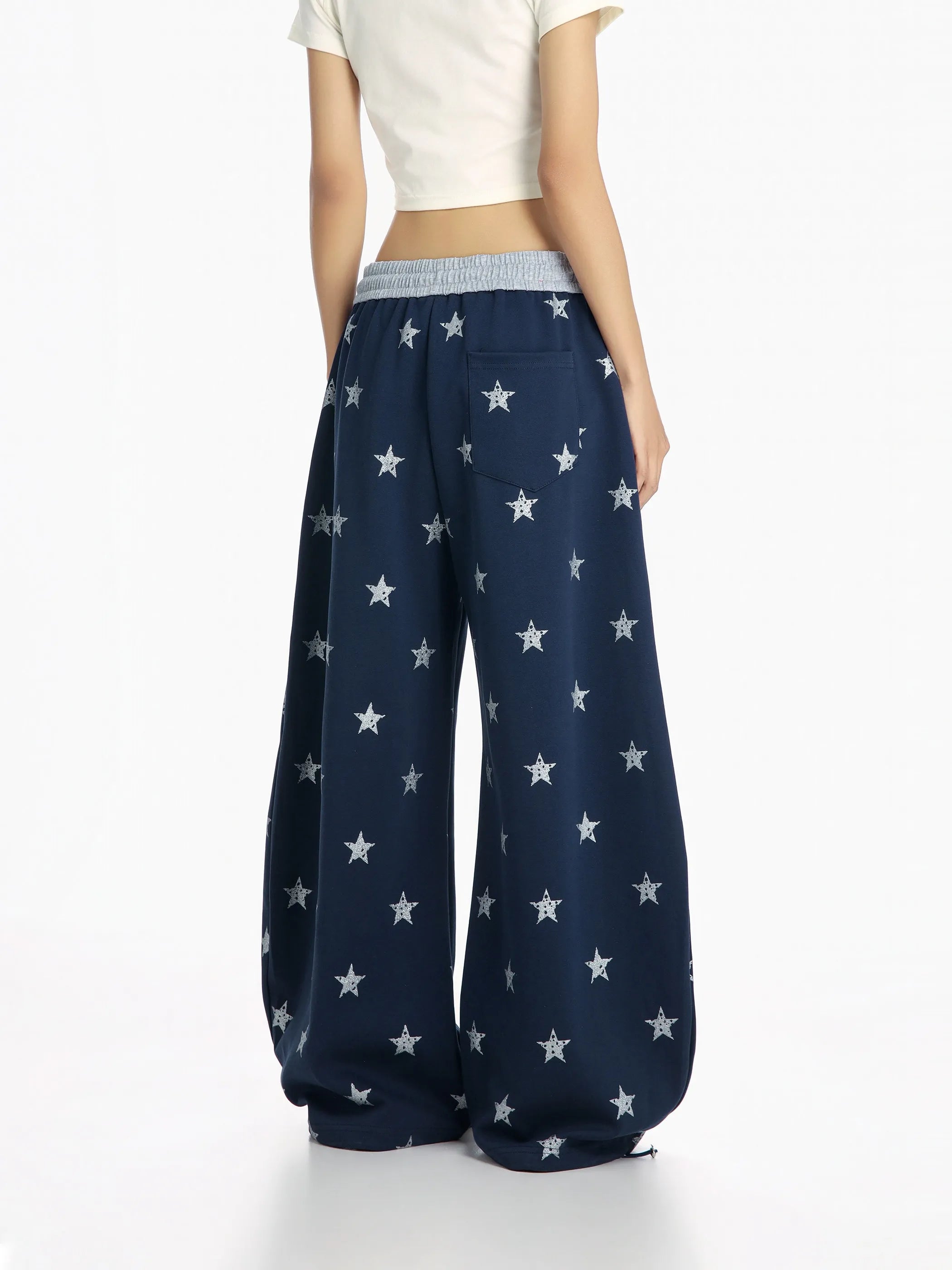 Star Print Wide Leg Sweatpants OL2369