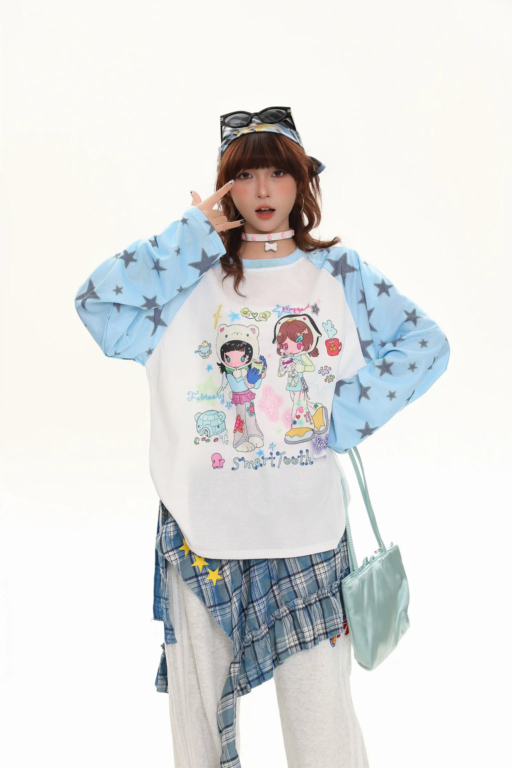 Cartoon Girl Raglan Long Sleeve Tee oliviroa オリヴィオラ