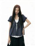 Contrast Plaid Shirt oliviroa オリヴィオラ