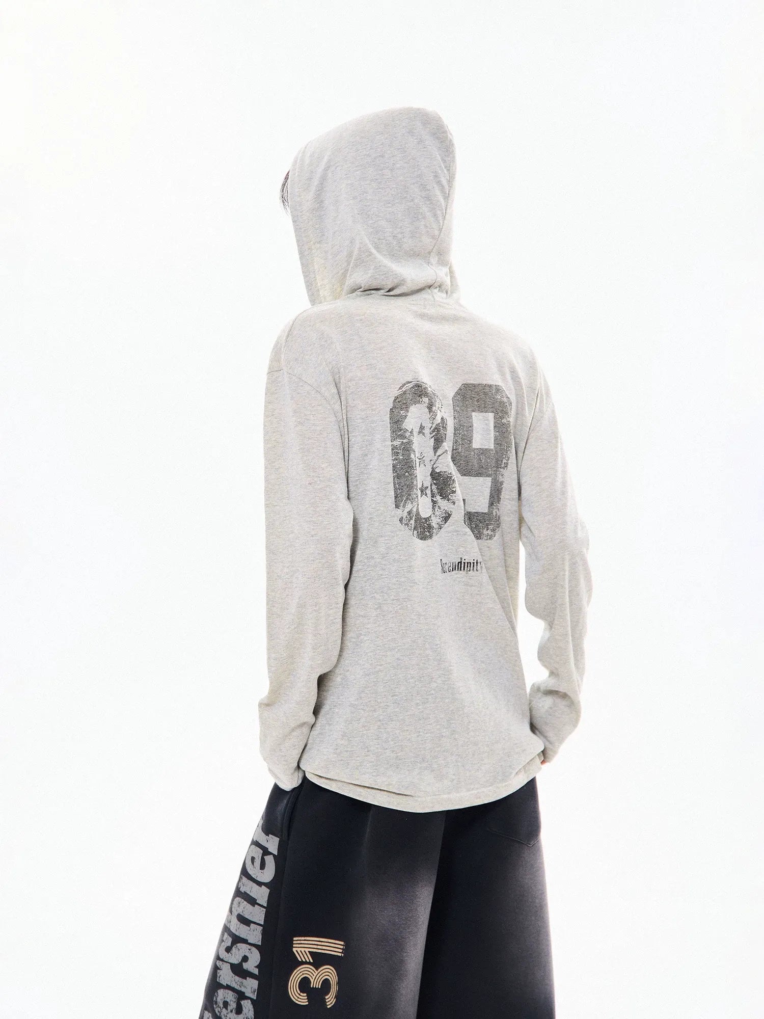 Vintage Letter Print Hooded Lightweight Tee OL2271