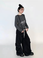 Drawstring Wide-Leg Cargo Pants OL2302