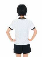Star All Over Print V Neck Sporty Crop Tee OL2318