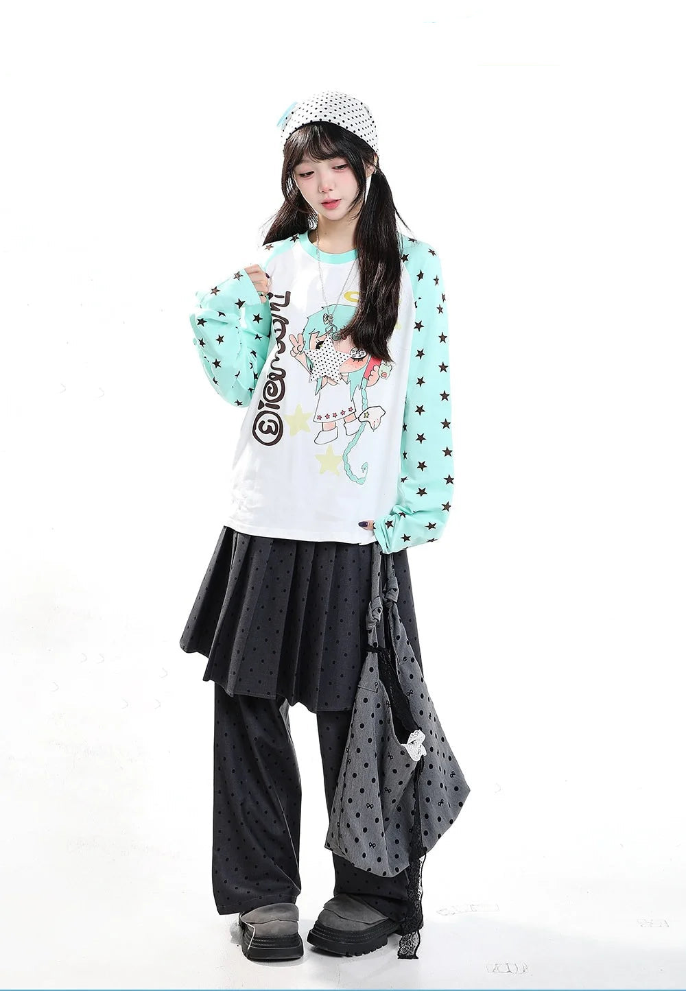 Cartoon Contrast 긴팔 티셔츠 OL2431