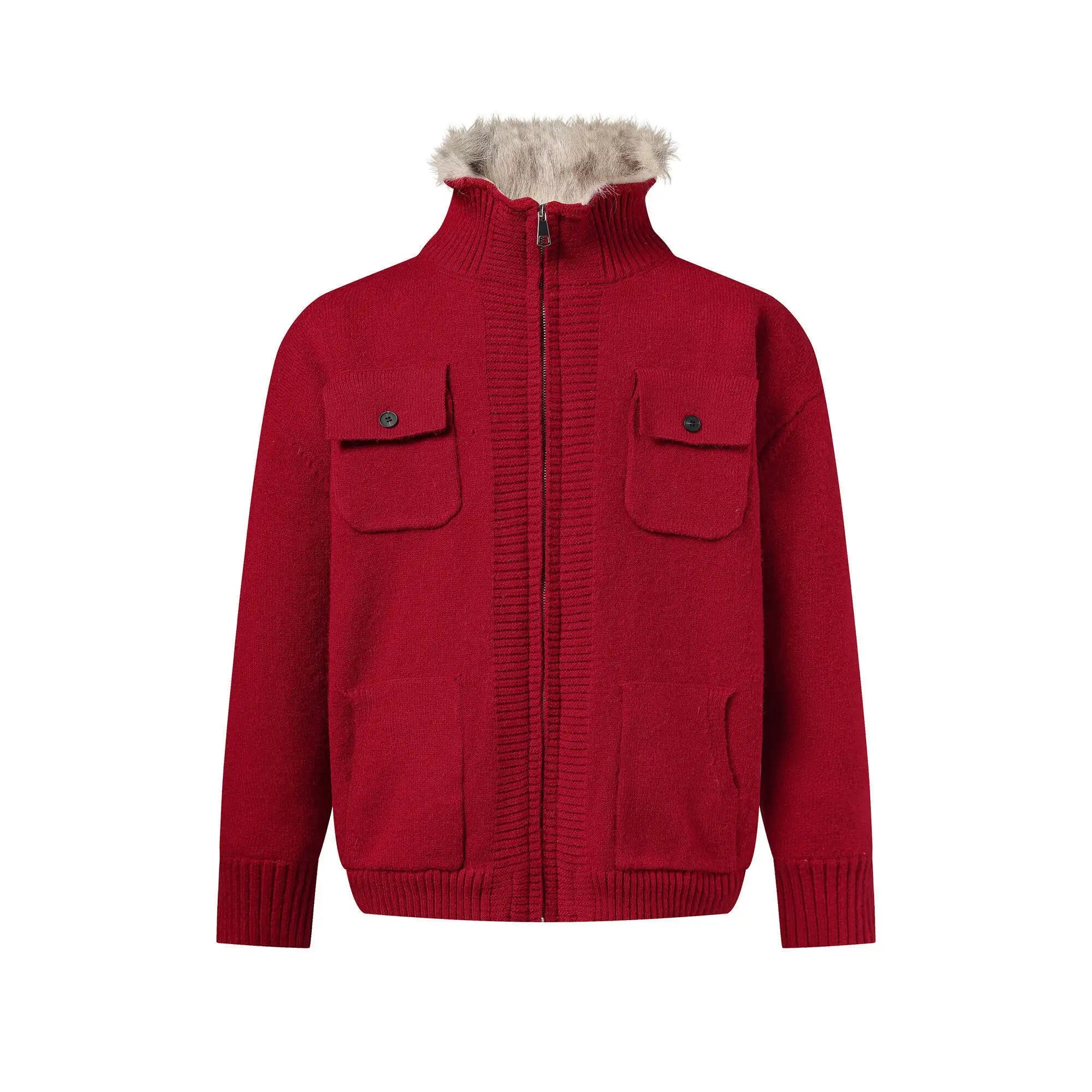 Premium Faux Fur Collar Loose Cardigan  OL2226