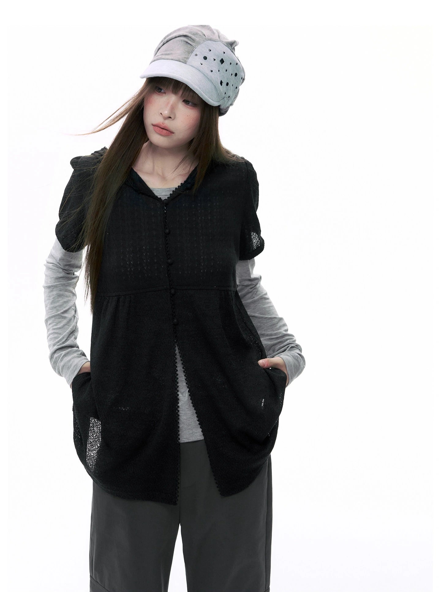 Hooded Puff Sleeve Shirt OL2368