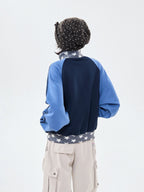 Retro Colorblock Stand Collar Zip Jacket   OL2026