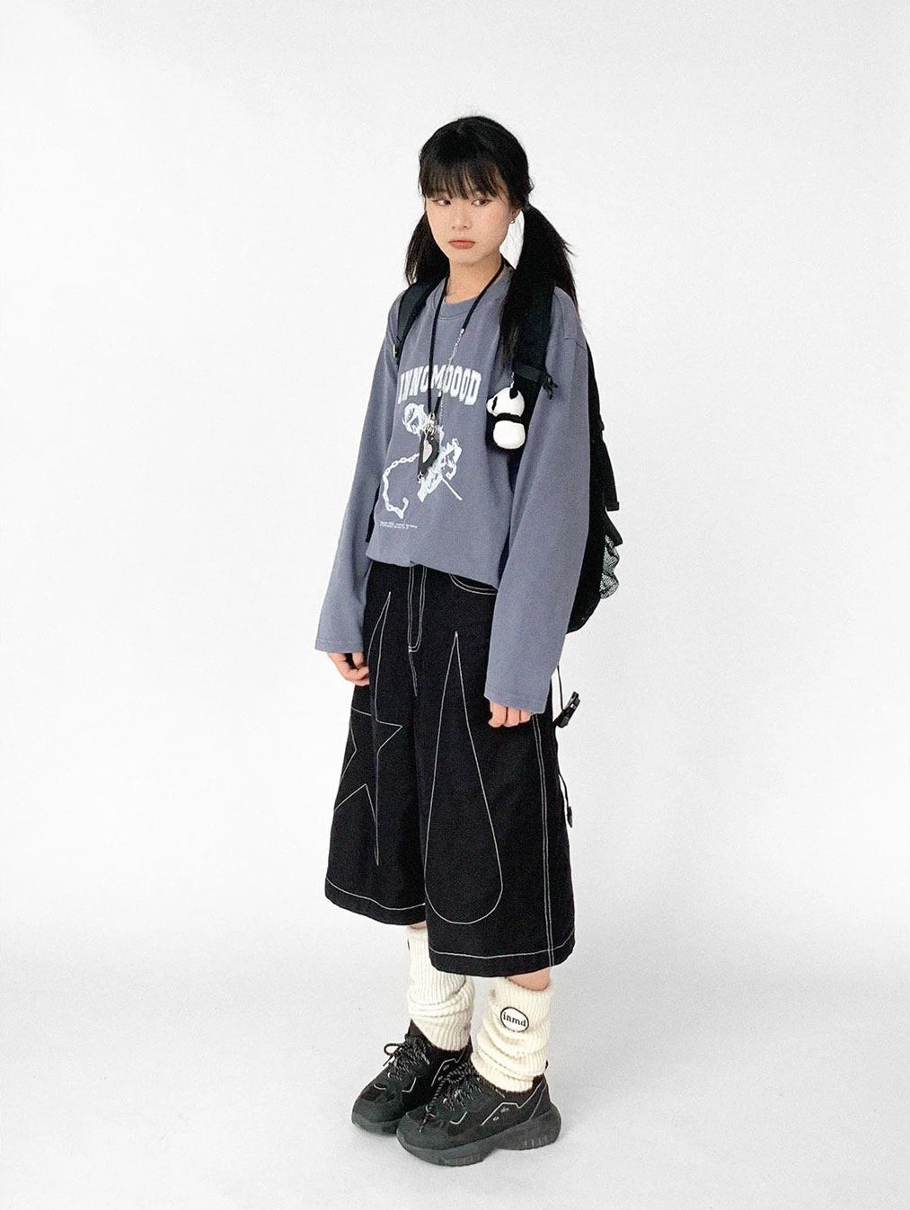 Tears Star Contrast Wide Shorts OL2363