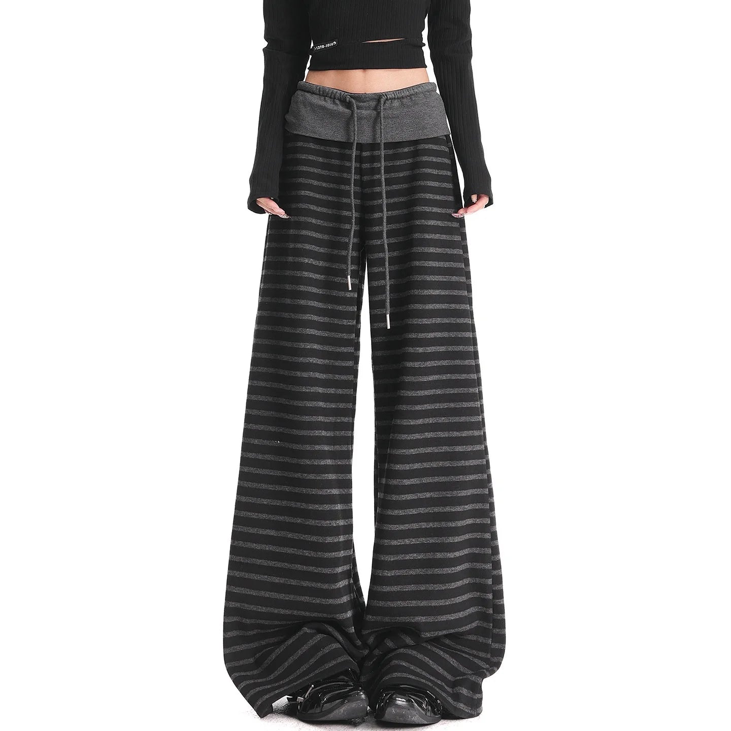 Black Stripe Wide Leg Pants oliviroa オリヴィオラ
