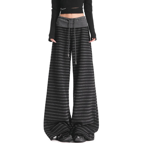 Black Stripe Wide Leg Pants oliviroa オリヴィオラ