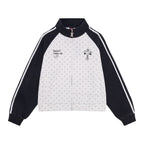 Star Embroidered Stripe Zip Up Sweatshirt OL2378