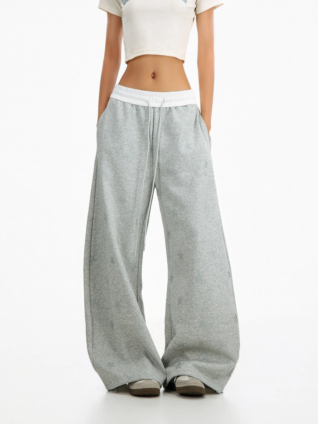 Star Print Wide Leg Sweatpants OL2369