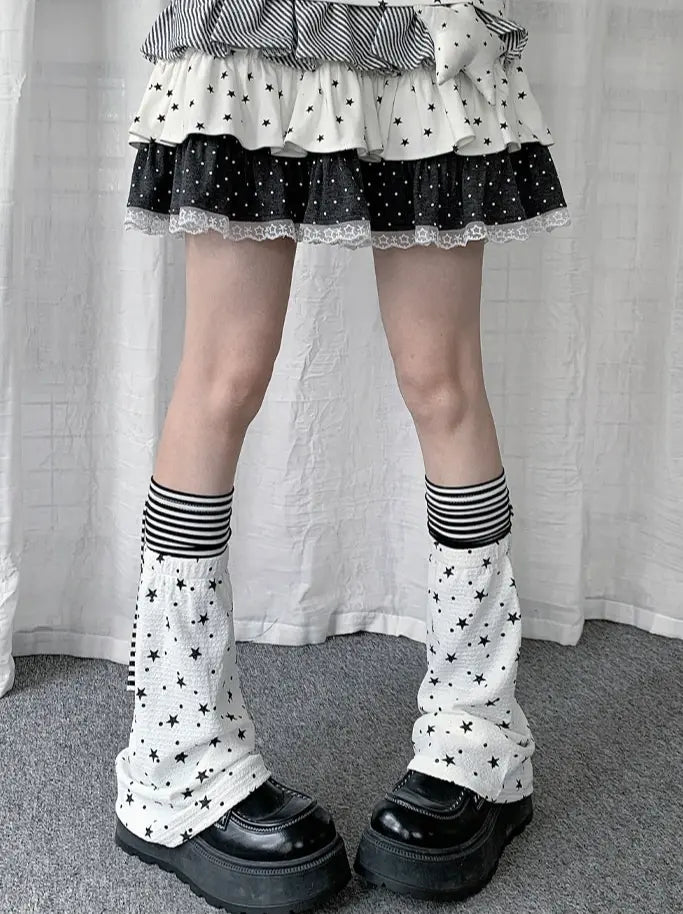 Star Stripe Lace Up Leg Warmers OLA031