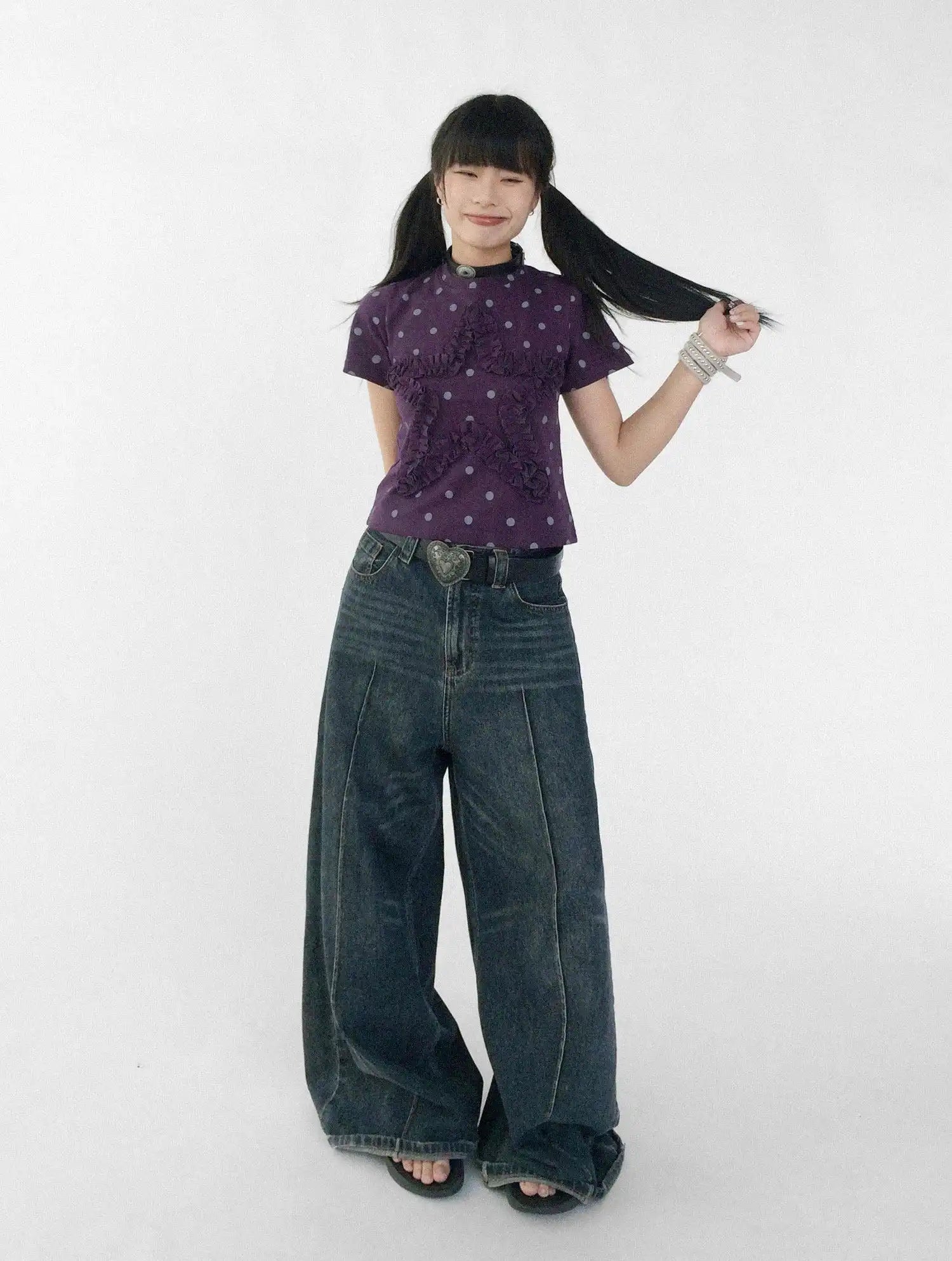 Grape Dot Embroidered Tee OL2349