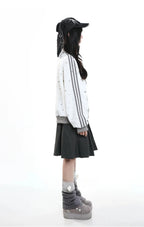 Stand Collar Zip Hoodie Jacket OL2417