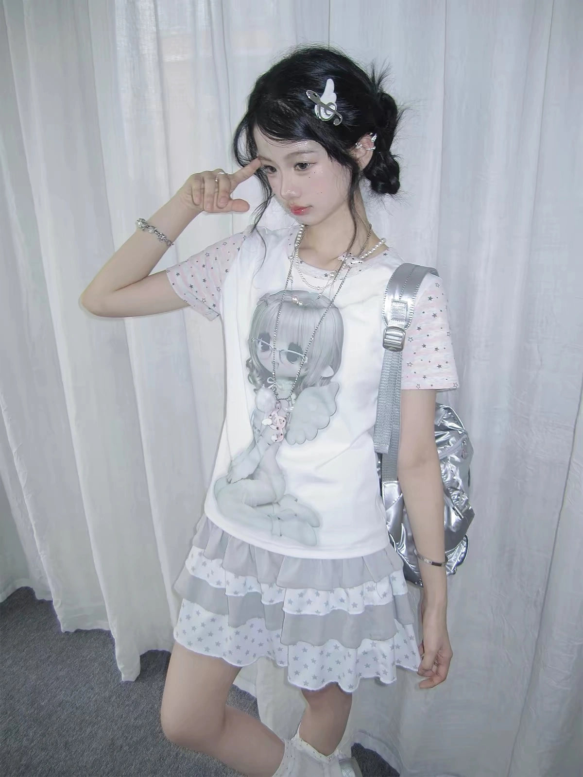 Polka Dot Angel Layered Tee OL2390