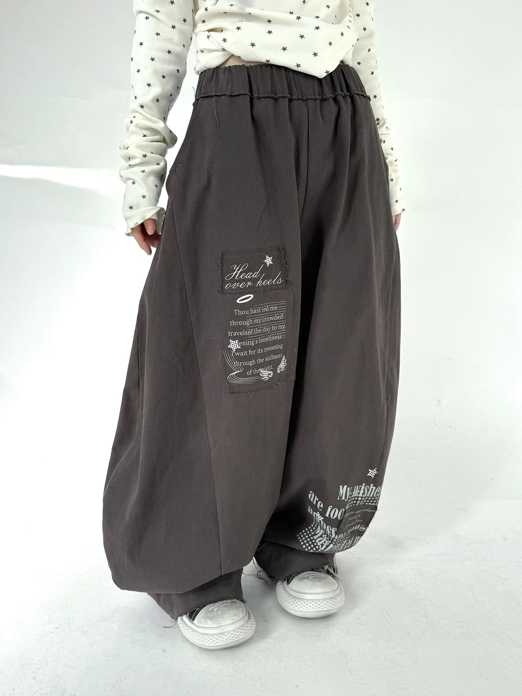 Letter Print Curved Leg Pants OL2479