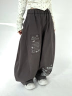 Letter Print Curved Leg Pants OL2479