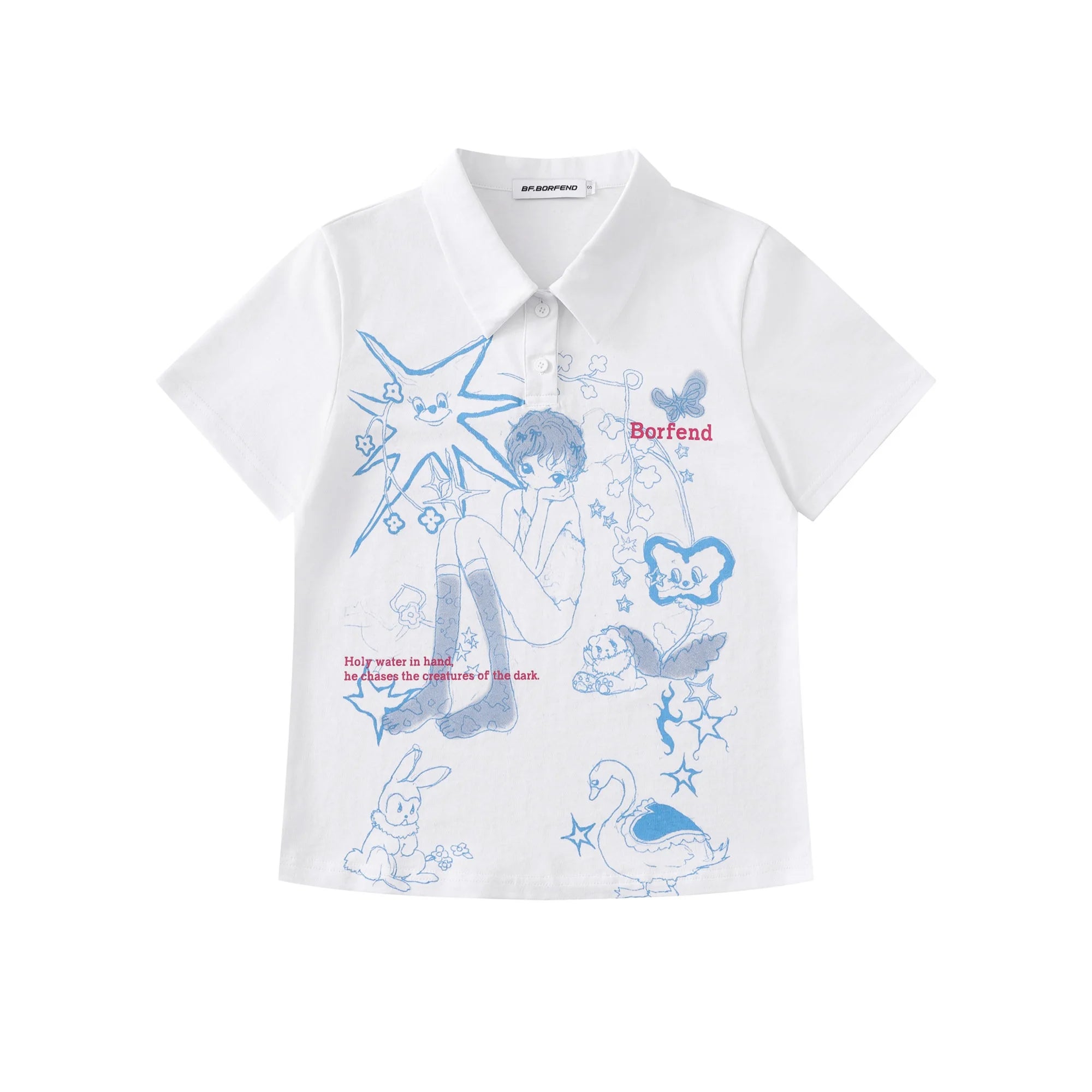 Cartoon Doodle Polo T Shirt OL2355