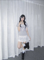 Polka Dot Faux Layered Button Tee Y2K OL2330