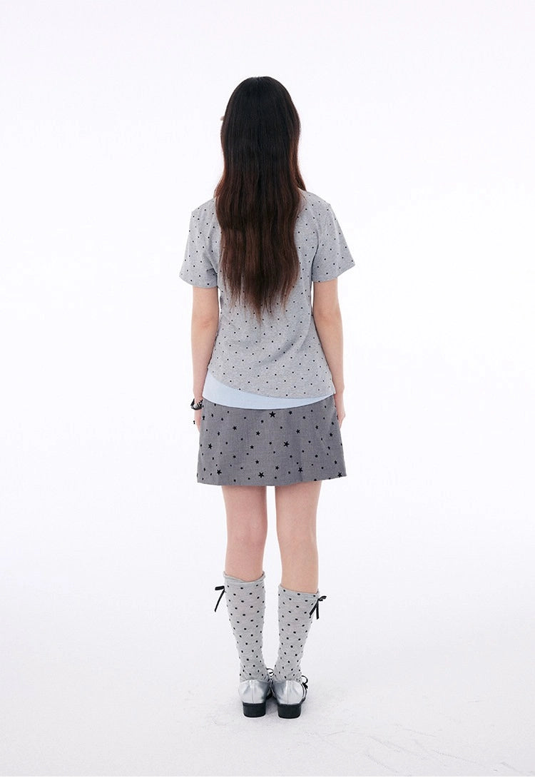 Polka Dot Contrast Layered Tee OL2401
