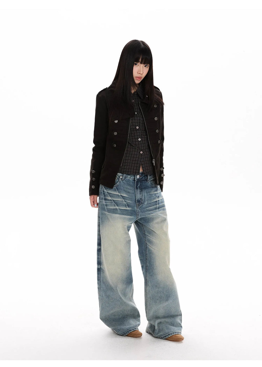Double Breasted Scarf Collar Cropped Jacket OL2426