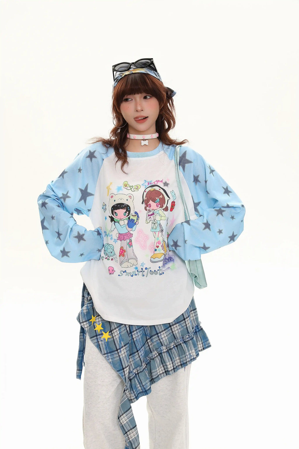 Cartoon Girl Raglan Long Sleeve Tee oliviroa オリヴィオラ