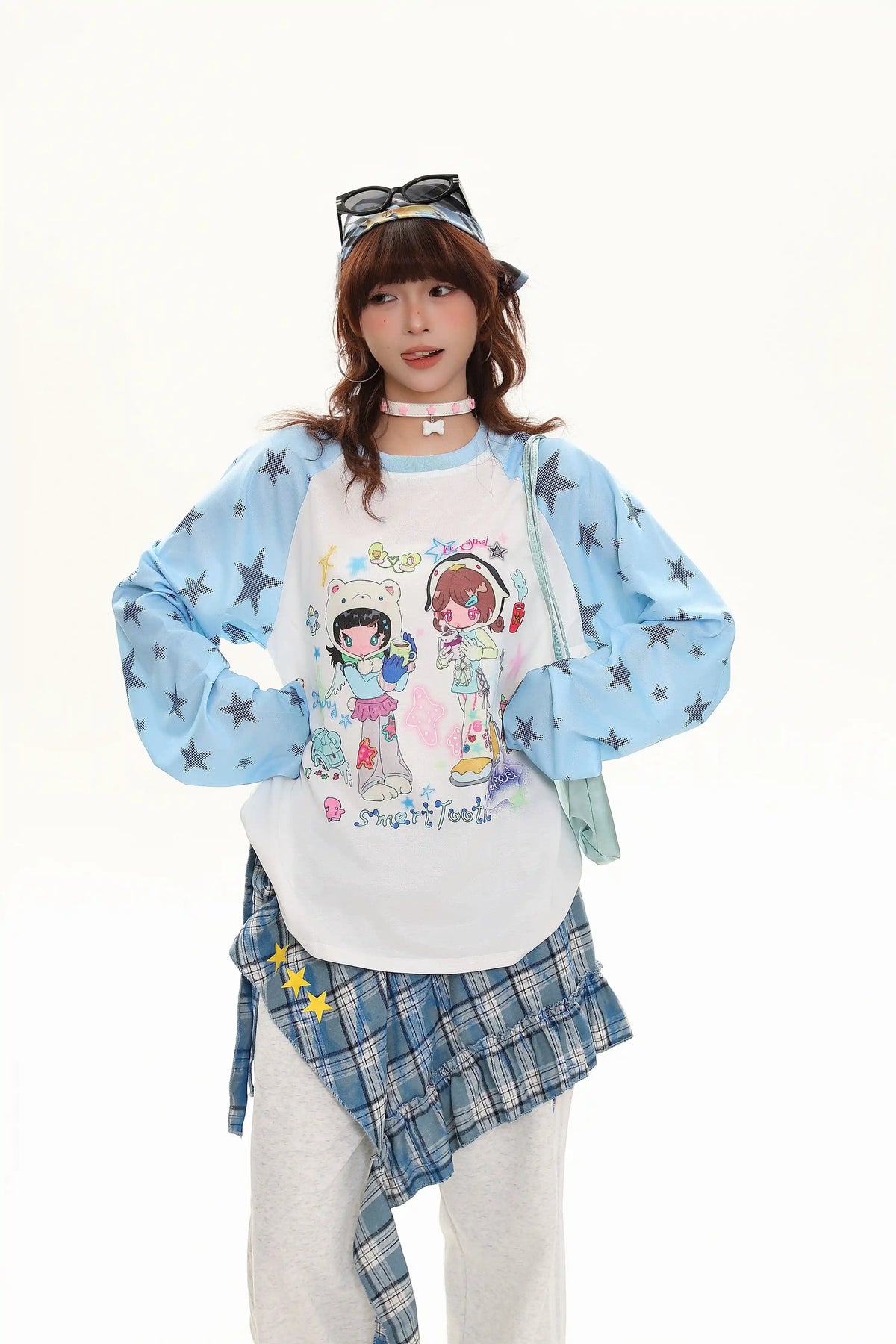 Cartoon Girl Raglan Long Sleeve Tee oliviroa オリヴィオラ