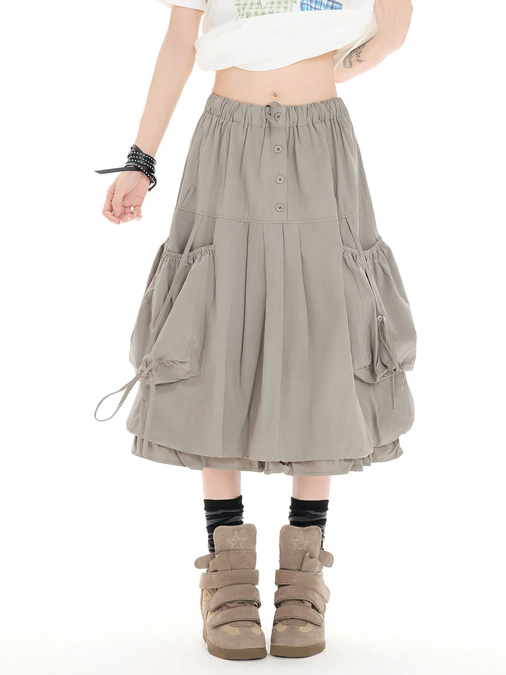 Bow Tie Pocket Bubble Skirt OL2413