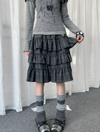 Retro Plaid Layered Ruffle Cake Mini Skirt Y2K OL2333